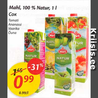 Allahindlus - Mahl, 100% Natur, 1 l