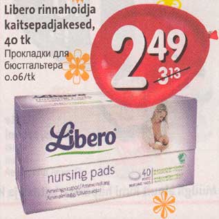 Allahindlus - Libero rinnahoidja kaitsepadjakesed, 40 tk