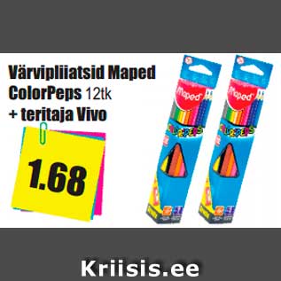 Allahindlus - Värvipliiatsid Maped ColorPeps 12tk + teritaja Vivo