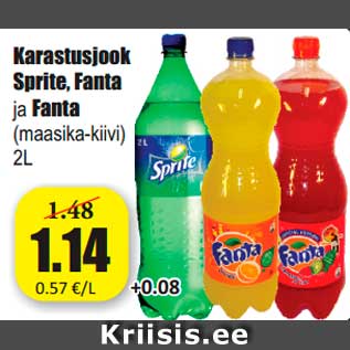 Allahindlus - Karastusjook Sprite, Fanta ja Fanta (maasika-kiivi) 2L