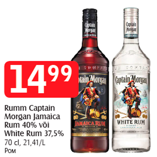 Allahindlus - Rumm Captain Morgan Jamaica Rum 40% või White Rum 37,5%