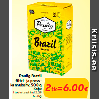 Allahindlus - Paulig Brazil filtri- ja presskannukohv, 500 g