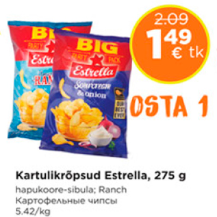 Allahindlus - Kartulikrõpsud Estrella, 275 g