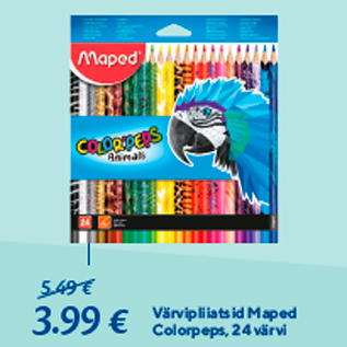 Allahindlus - Värvipliiatsid Maped Colorpeps, 24 värvi