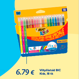 Allahindlus - Viltpliiatsid BIC Kids, 18 tk