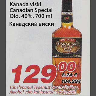 Allahindlus - Kanada viski Canadian Special Old