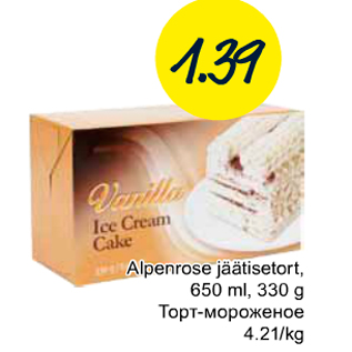 Allahindlus - Alpenrose jäätisetort, 650 ml, 330 g