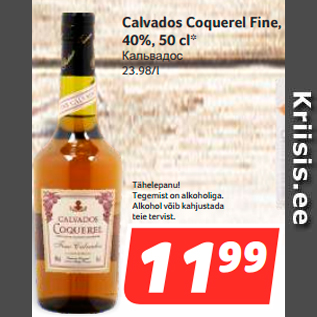 Allahindlus - Calvados Coquerel Fine, 40%, 50 cl*