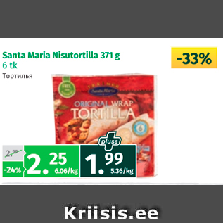 Allahindlus - santa Maria Nisutortilla 371 g, 6 tk