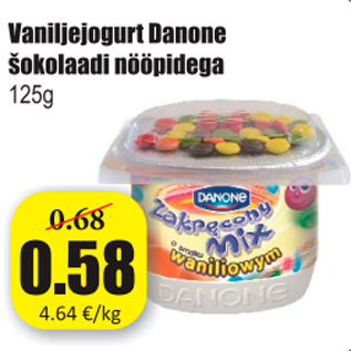 Allahindlus - Vaniljejogurt Danone šokolaadi nööpidega 125 g