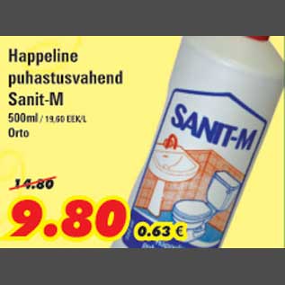 Allahindlus - Happeline puhastusvahend Sanit-M