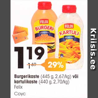 Allahindlus - Burgerikaste (445 g) või Kartulikaste (440 g)