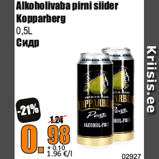 Allahindlus - Alkoholivaba pirni siider Kopparberg 0,5L