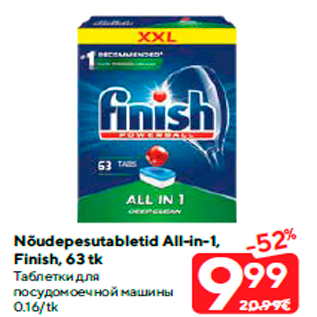 Allahindlus - Nõudepesutabletid All-in-1, Finish, 63 tk