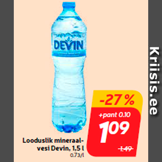 Allahindlus - Looduslik mineraalvesi Devin, 1,5 l