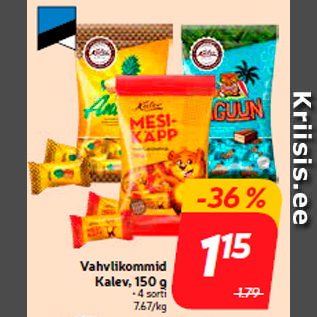 Allahindlus - Vahvlikommid Kalev, 150 g