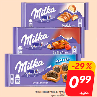 Allahindlus - Piimašokolaad Milka, 87-100 g