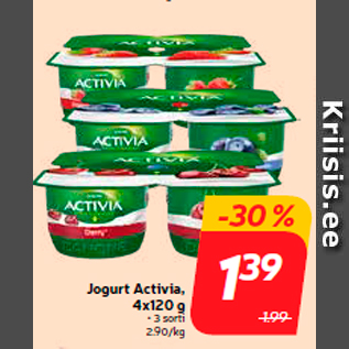 Allahindlus - Jogurt Activia, 4x120 g