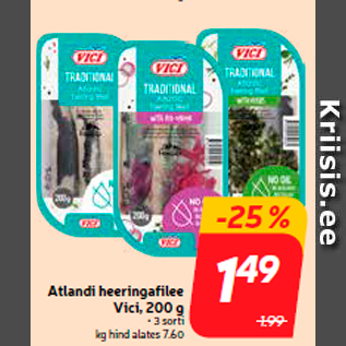 Allahindlus - Atlandi heeringafilee Vici, 200 g