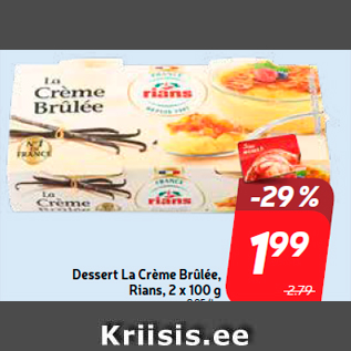 Allahindlus - Dessert La Crème Brûlée, Rians, 2 x 100 g