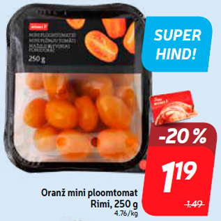 Allahindlus - Oranž mini ploomtomat Rimi, 250 g