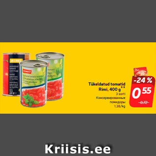 Allahindlus - Tükeldatud tomatid Rimi, 400 g**