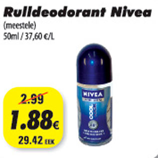 Allahindlus - Rulldeodorant Nivea meestele