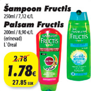 Allahindlus - šampoom Fructis või palsam Fructis