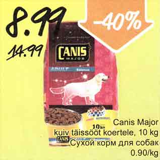 Allahindlus - Canis Major kuiv täissööt koertele, 10 kg