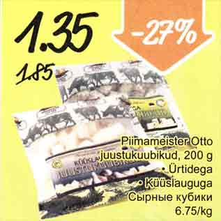 Allahindlus - Piimameister Otto juustukuubikud, 200 g