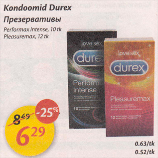 Allahindlus - Kondoomid Durex