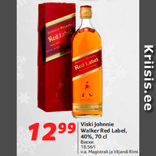 Allahindlus - Viski Johnnie Walker Red Label, 40%, 70 cl