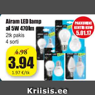 Allahindlus - Airam LED lamp al 5W 470 lm