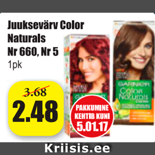 Allahindlus - Juuksevärv Color Naturals Nr660, Nr5, 1 pk