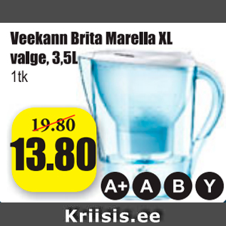 Allahindlus - Veekann Brita Marella XL valge, 3,5 l 1 tk