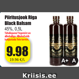 Allahindlus - Piiritusjook Riga Balsam