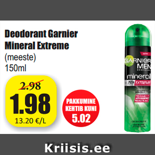 Allahindlus - Deodorant Garnier Mineral Extreme