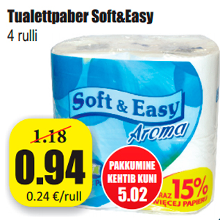 Allahindlus - Tualettpaber Soft&Easy 4 rulli