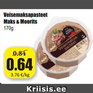 Allahindlus - Veisemaksapasteet Maks & Moorits 170g