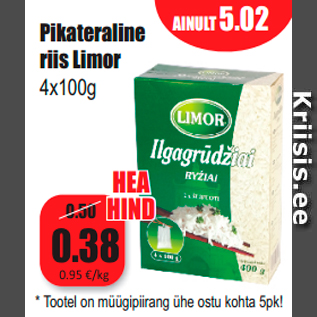 Allahindlus - Pikateraline riis Limor 4x100g