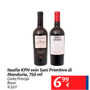 Allahindlus - Itaalia KPN vein Sani Primitivo di Manduria, 750 ml