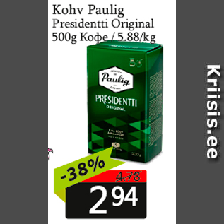 Allahindlus - Kohv Paulig Presidentti Original 500g