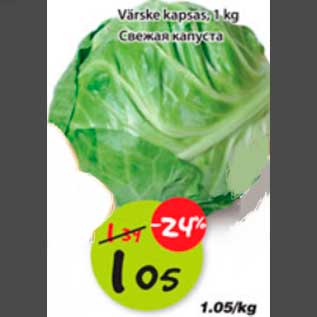 Allahindlus - Värske kapsas, 1kg