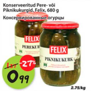 Allahindlus - Konserveeritud Pere-või Piknikukurgid, Felix,680g