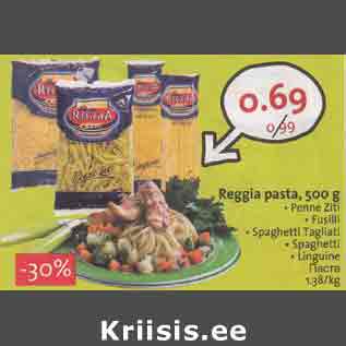 Allahindlus - Reggia pasta, 500 g . Реnnе Ziti . Fusilli . Spaghetti Tagiiati . Spaghetti . Linguine