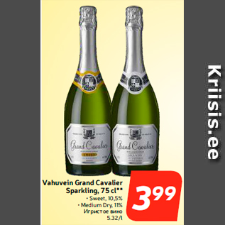 Allahindlus - Vahuvein Grand Cavalier Sparkling, 75 cl**