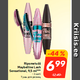 Allahindlus - Ripsmetušš Maybelline Lash Sensational, 9,5 ml***