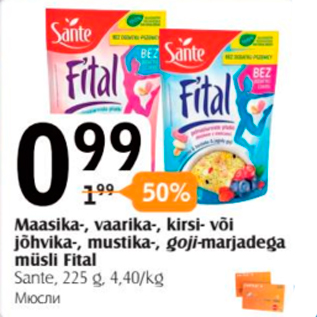 Allahindlus - Maasika-, vaarika-, kirsi-, või jõhvika-, mustika-, goji-marjadega müsli Fital