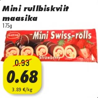 Allahindlus - Mini rullbiskviit maasika 175g