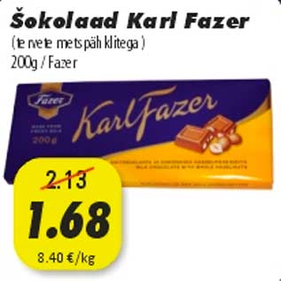 Allahindlus - Šokolaad Karl Fazer 200g